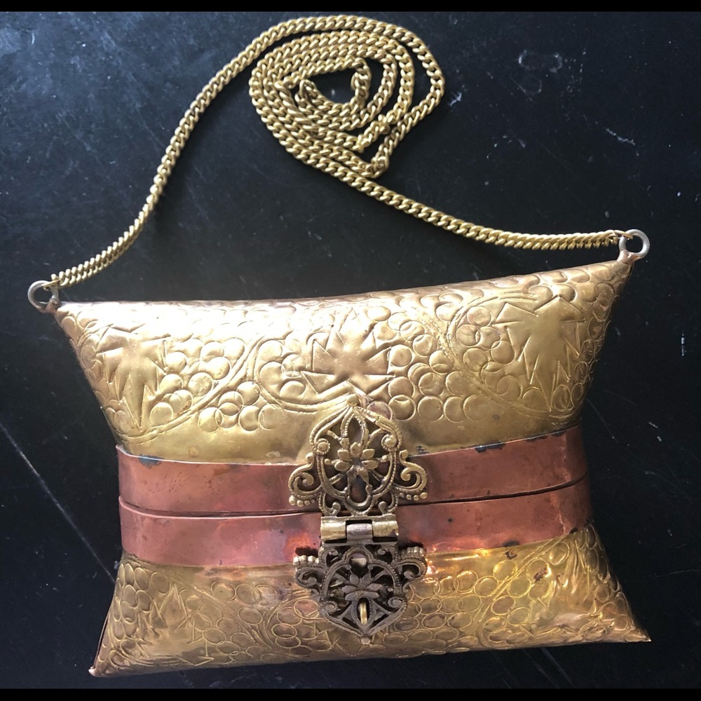 Vintage Brass Copper Pillow Purse 1930s-40s